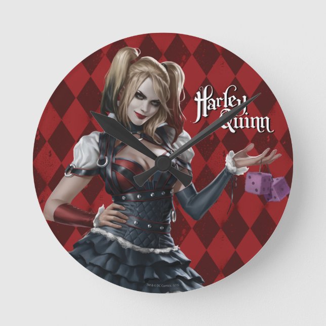 Horloge Ronde Harley Quinn With Fuzzy Dice (Recto)