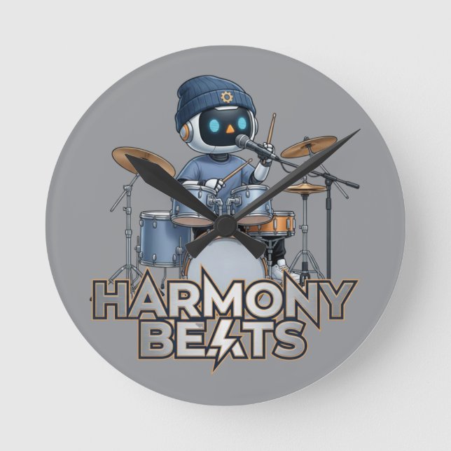 Horloge Ronde Harmony Beats – Zedoura Batteur (Recto)