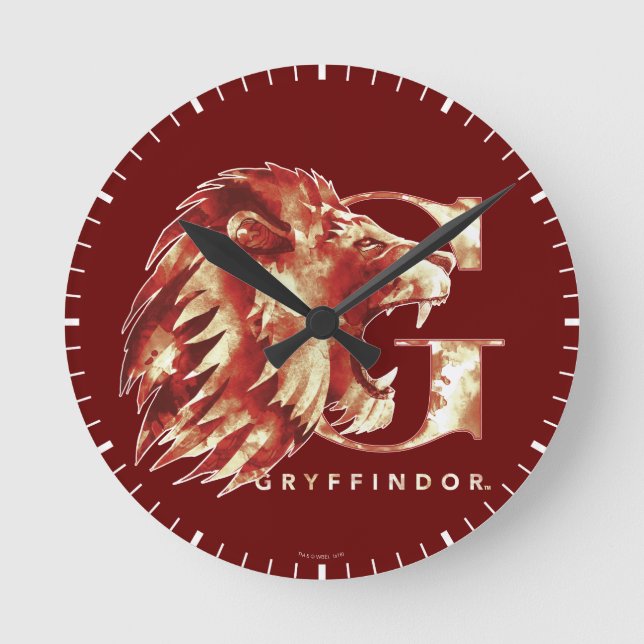 Horloge Ronde Harry Potter | Aquarelle Lion GRYFFINDOR™ (Recto)