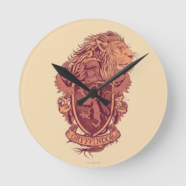 Horloge Ronde Harry Potter | Blason du Lion Gryffindor (Recto)