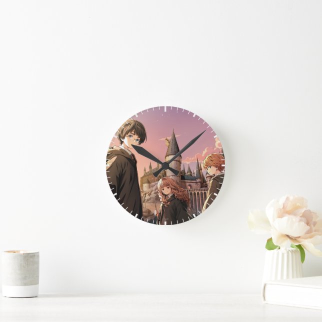 Horloge Ronde HARRY POTTER™ Hermione & Ron HOGWARTS™ Scène d'ani (Maison)