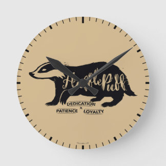 Horloge Ronde Harry Potter | Typographie de silhouette HUFLEPUFF