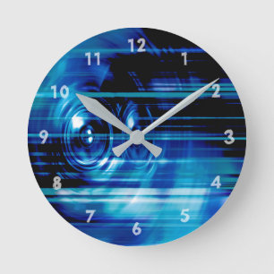 Horloge Ronde Haut-parleurs de musique bleu