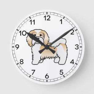 Horloge Ronde Havanais fauve et blanc Chien de dessin animé mign