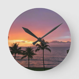 Horloge Ronde Hawaii Tropical Sunset on the Beach