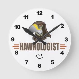 Horloge Ronde HAWKS - Oiseaux, mascotte d'équipe sportive scolai