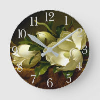 Heade Magnolia Flower Gold Velvet Wall Clock