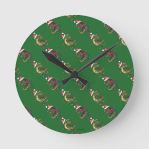 Horloge Ronde Heads and Tails Solive TRex Green Pattern