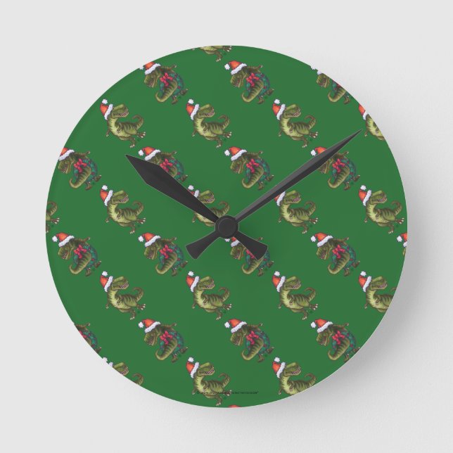 Horloge Ronde Heads and Tails Solive TRex Green Pattern (Recto)