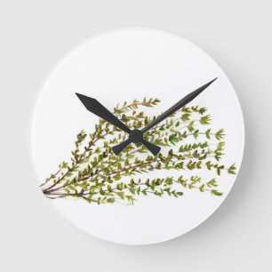 Horloge Ronde Herbes thym cuisine art aquarelle peinture