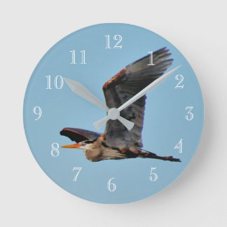 Horloge Ronde Héron bleu