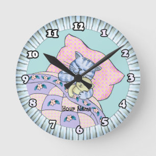 Horloge Ronde Heure du coucher pour chat
