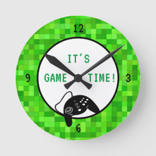 Horloge Ronde Heure du jeu   Pixels de joueur vert