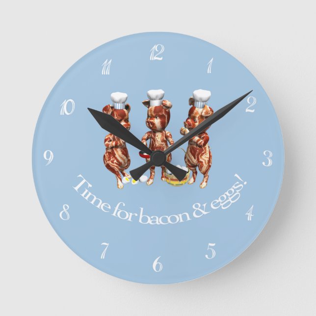 Horloge Ronde Heure pour le Bacon et les oeufs numérotés (Recto)