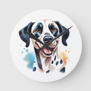 Horloge Ronde Heureux chien Dalmatien animal de compagnie