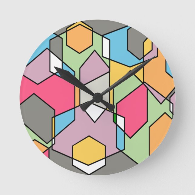 Horloge Ronde Hexagon Bauhaus - Pastels (Recto)
