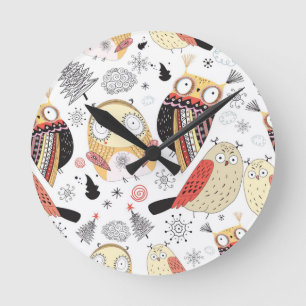 Horloge Ronde Hibou drôle de texture