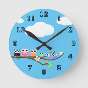 Horloge Ronde "HIBOU ensemble maintenant "