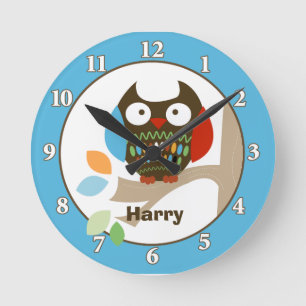 Horloge Ronde Hibouc dans les arbres Boucle murale personnalisée
