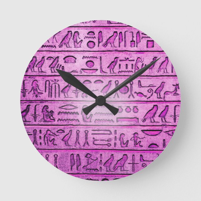 Horloge Ronde Hiéroglyphe Purple Round Clock (Recto)