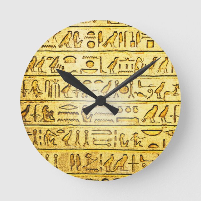 Horloge Ronde Hiéroglyphe Yellow Wall Clock (Recto)