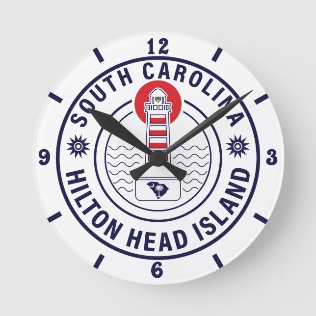 Horloge Ronde Hilton Head Island Lighthouse Retro Sunset (Recto)