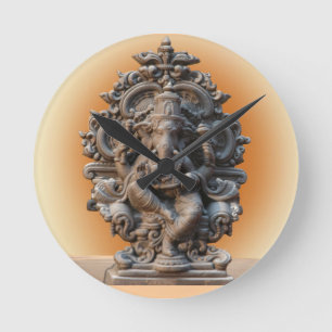 HORLOGE RONDE HINDU GOD GANESH WALL CLOCK
