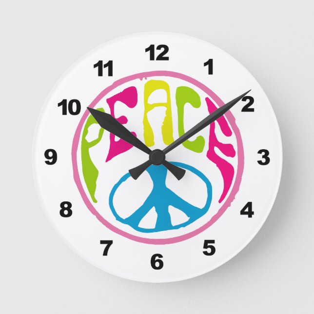 Horloge Ronde Hippie Peace Sign (Recto)