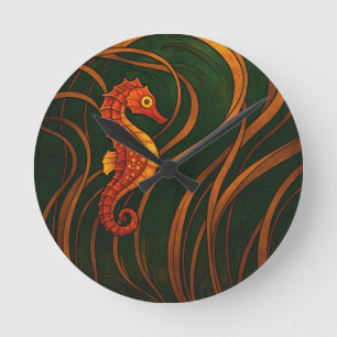 Horloge Ronde Hippocampe Art nouveau