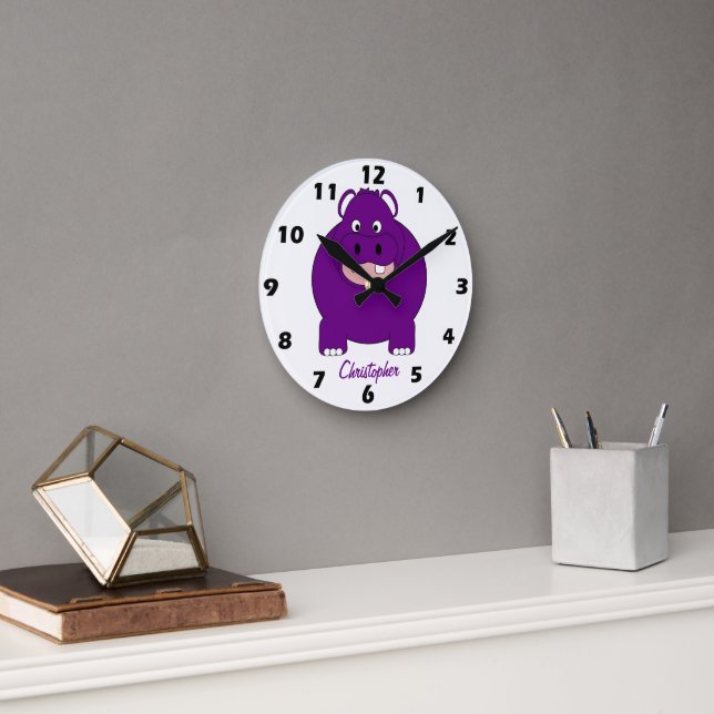 Horloge Ronde Hippopotamus Design Personalised (Bureau)