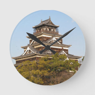 Horloge Ronde Hiroshima Castle 広 島 城, Hiroshima, Japon