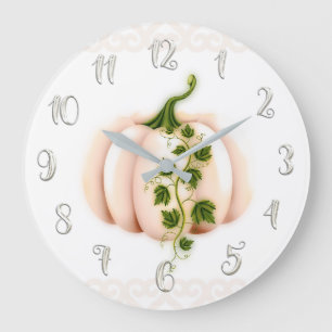 Horloge Ronde Histoire de Citrouille Rose Pâle Élégante Grande H
