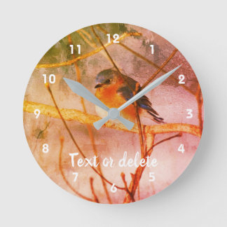 Horloge Ronde Hiver Bluebird Abstrait Personnalisé