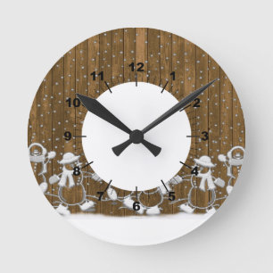 Horloge Ronde Hiver Neige Snowman Paix Aimer Destinée