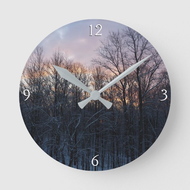 Horloge Ronde Hiver Sunrise I Pastel Paysage naturel (Recto)