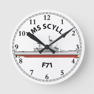 HORLOGE RONDE HMS SCYLLA - F71 - ORIG DE LEANDER