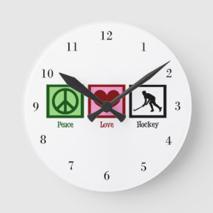 Horloge Ronde Hockey Peace Love