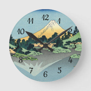 Horloge Ronde Hokusai Le Mont Fuji se reflète dans le lac Kawagu
