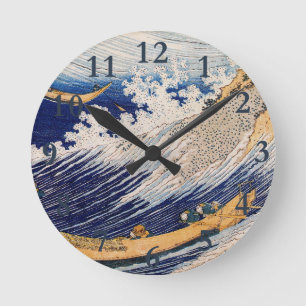Horloge Ronde Hokusai Ocean Waves Sea Boats