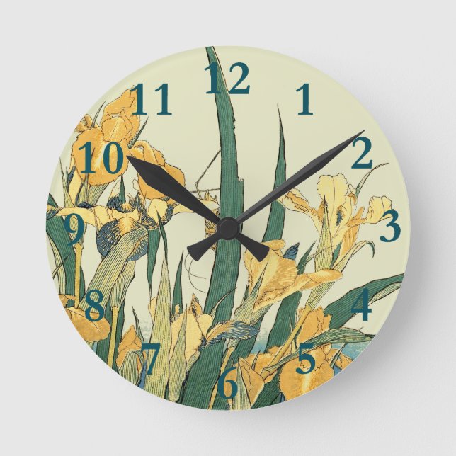 Horloge Ronde Hokusai Sauterelle Iris Impression Vintage : Japon (Recto)