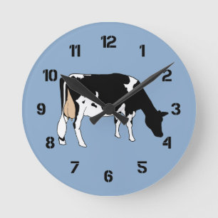 Horloge Ronde Holstein Cow: Original Drawing: Farm, Dairy