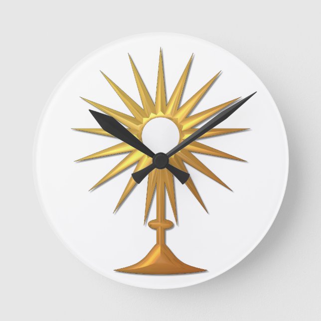 Horloge Ronde Holy Eucharist en Monstrance dorée (Recto)