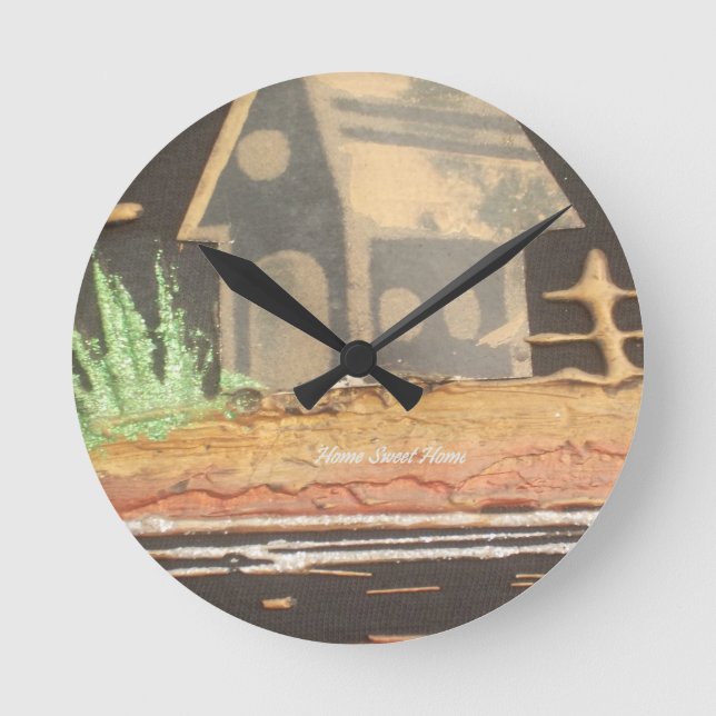 Horloge Ronde Home Sweet Home Art Imprimer (Recto)
