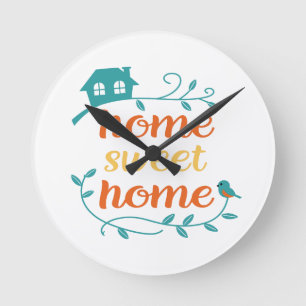 Horloge Ronde Home Sweet Home avec Bird and House