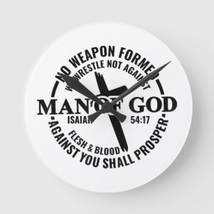 Horloge Ronde Homme de Dieu, Aucune Arme Formée Contre Moi Sera
