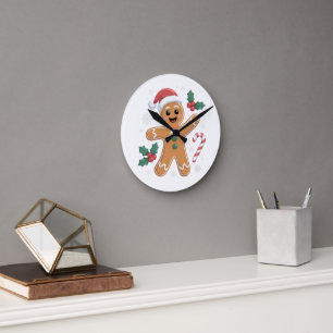 Horloge Ronde Homme en pain d'épices festif et mignon, biscuit d