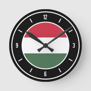 Horloge Ronde Hongrie Drapeau élégant