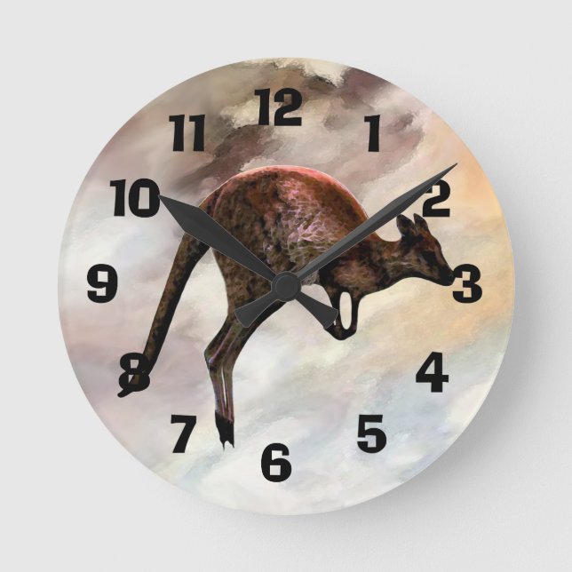 Horloge Ronde Hopping Kangaroo Clock (Recto)