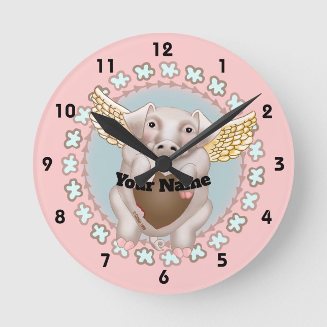 Horloge Ronde Horaires Flying Pig Kiss (Recto)