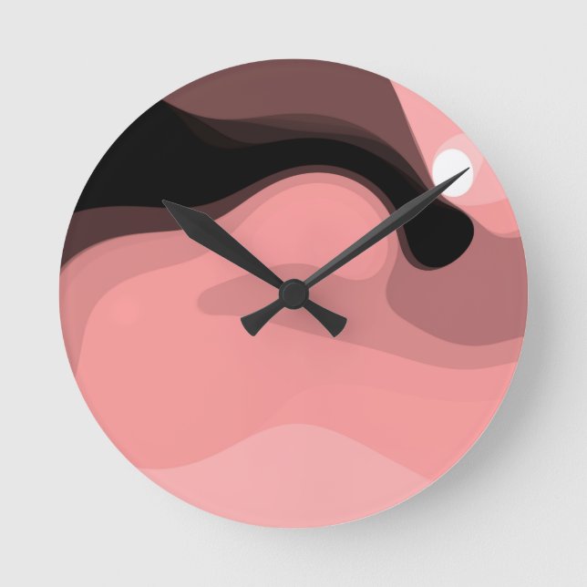Horloge Ronde Horizon coucher de soleil : rose, noir et blanc Ab (Recto)